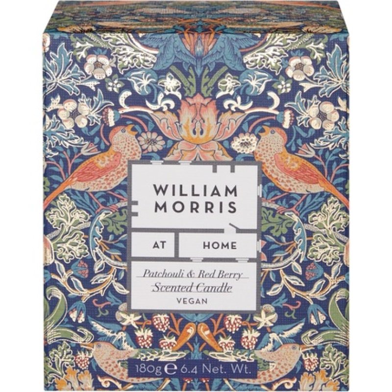 William Morris At Home Strawberry Thief Scented Candle with Red Berry and Patchouli