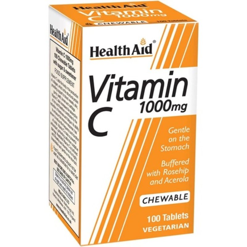HealthAid Vitamin C 1000mg Chewable Vegetarian Tablets 100 Count