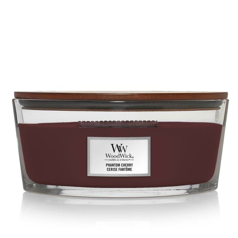 WoodWick Phantom Cherry wax candle Ellipse Amber, Cashmere wood, Cherry (fruit), Vanilla Burgundy 1 pc(s)