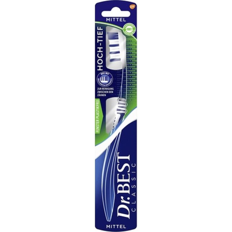 Dr. Best Hoch-Tief Toothbrush Medium with Curved Bristle Profile