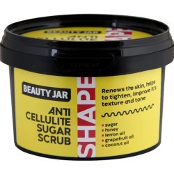 Beauty Jar SHAPE Anti-Cellulite Sugar Scrub 7.05 Oz (250g) with Sugar, Honey, Lemon and Grapefruit Oil, Coconut Oil