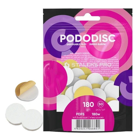 Staleks Interchangeable Files On Soft Base For Pedicure Disc S 180 Grit, White 50 Pieces