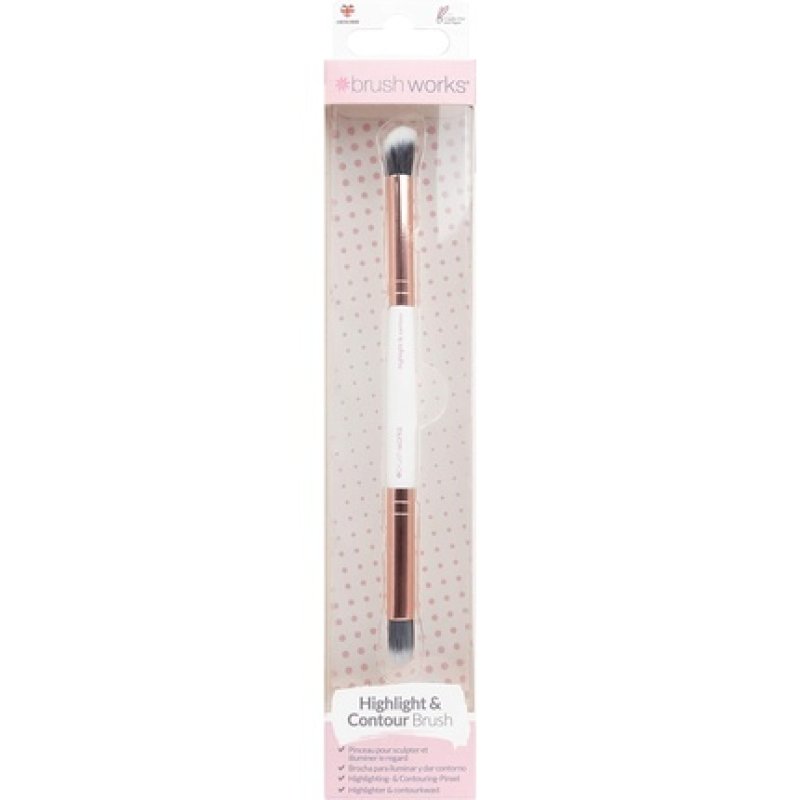 Brushworks Highlight & Contour Brush Pink & Gold White & Gold One Size
