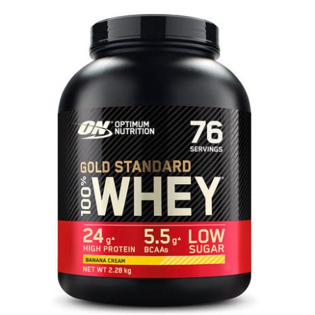 Optimum Nutrition Gold Standard Whey Muscle Building and Recovery Protein Powder Banana Cream 76 Servings 2.28kg