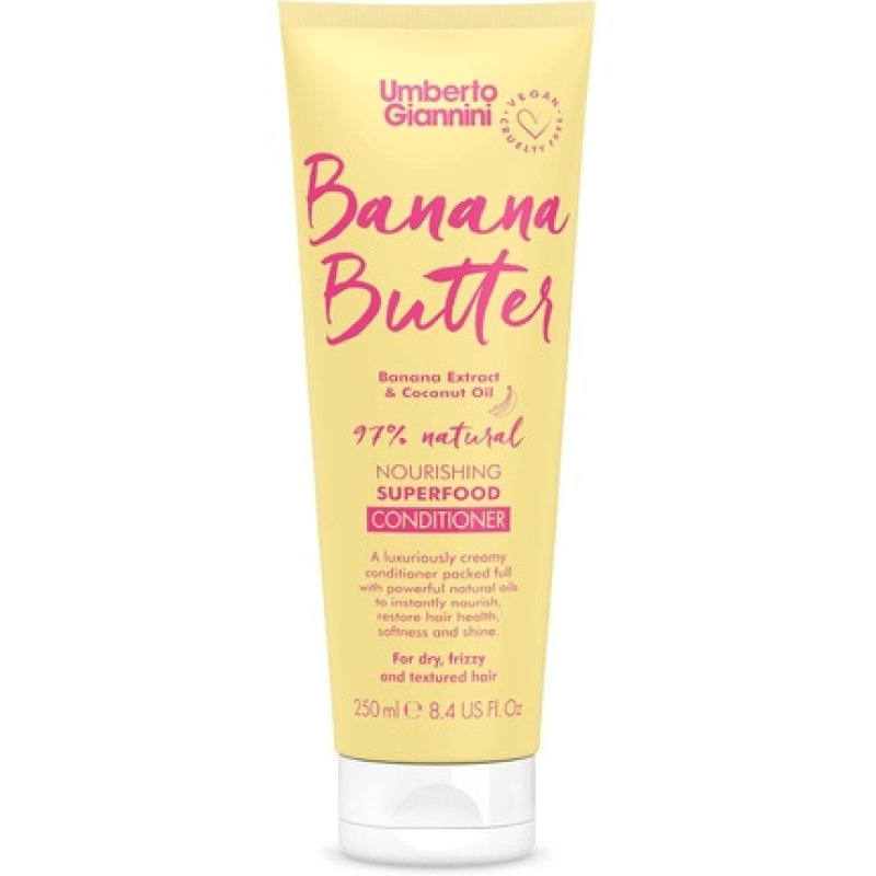Umberto Giannini Banana Butter Nourishing Superfood Conditioner Vegan Cruelty Free Moisturising Formula 250ml