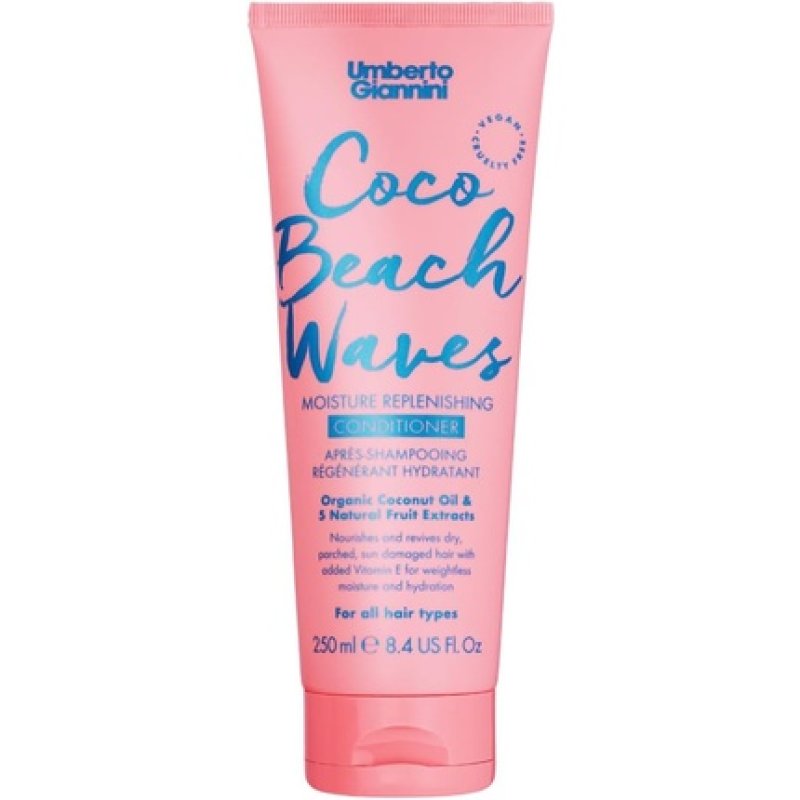 Umberto Giannini Coco Beach Waves Nourishing Conditioner for Dry Damaged Hair with Coconut Oil Fruit Extracts and