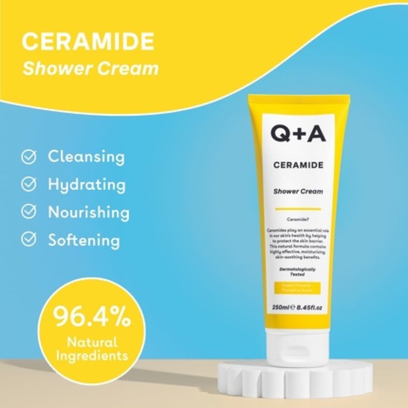 Q A Ceramide Shower Cream with Squalane, Jojoba Oil, and Sustainable Pineapple Ceramide Extract 250ml