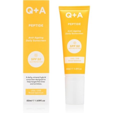 Q A Peptide Anti-Ageing Daily Sunscreen SPF 50 Lightweight Broad-Spectrum UVA/UVB Collagen-Boosting Hydrating