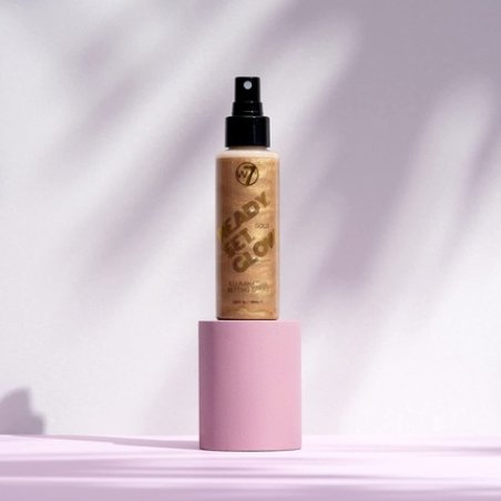 W7 Ready Set Glow Makeup Setting Spray Shimmer Finish Ultra-Fine Formula Gold