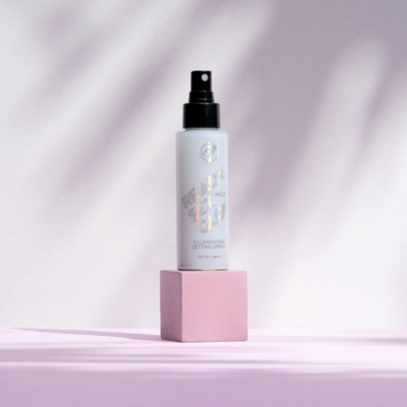 W7 Ready Set Glow Makeup Setting Spray Shimmer Finish Long-Lasting Ultra-Fine Formula Holo
