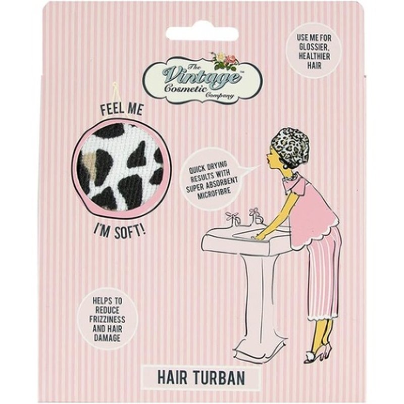 The Vintage Cosmetic Company Leopard Print Hair Turban Lightweight Absorbent Microfiber Hair Towel