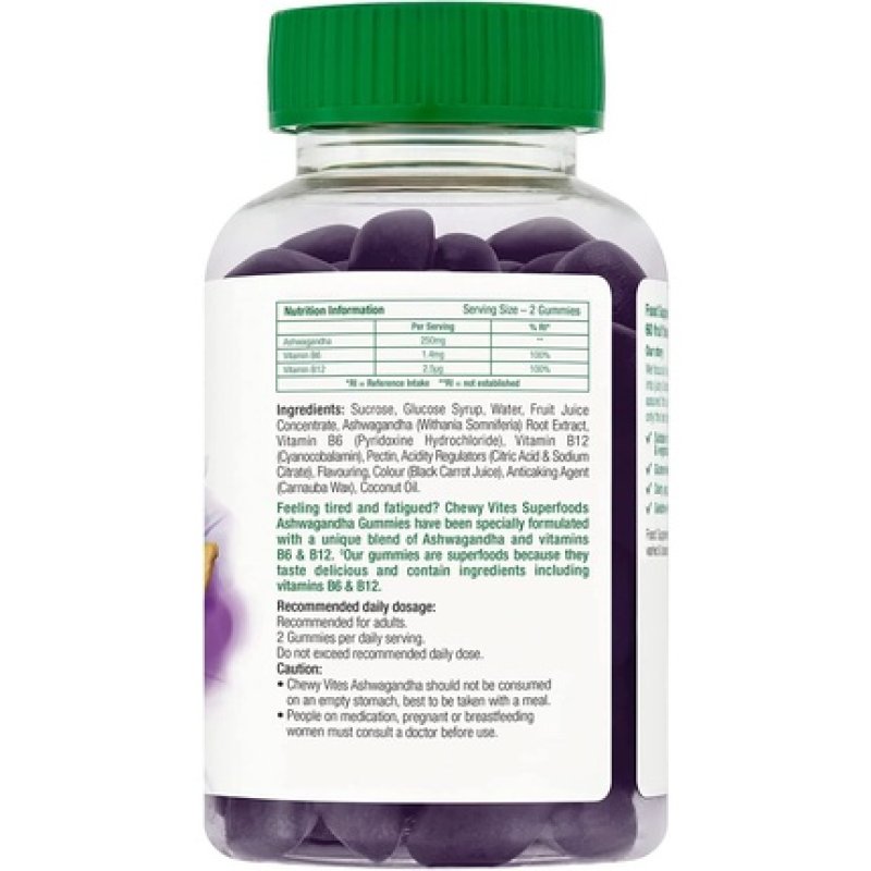 Chewy Vites Adults Superfoods Ashwagandha Gummy Vitamins 60 Count 250mg - Vegan