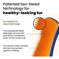 Perie pentru animale Tangle Teezer Pet Teezer Detangling & Dog Grooming Navy Orange, Blana subtire/fina