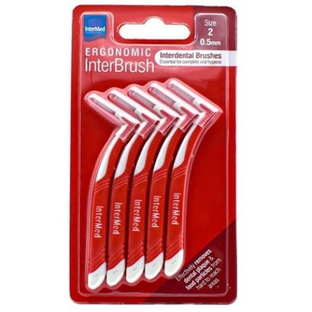 Intermed Intermed Ergonomic Interbrush Interdental Brushes With Handle 0.5mm Red Size 2.5 Pieces