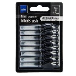 Intermed Intermed Ergonomic Mini Interdental Brushes With Black Handle - Size 8 1.5mm - 8 Pieces