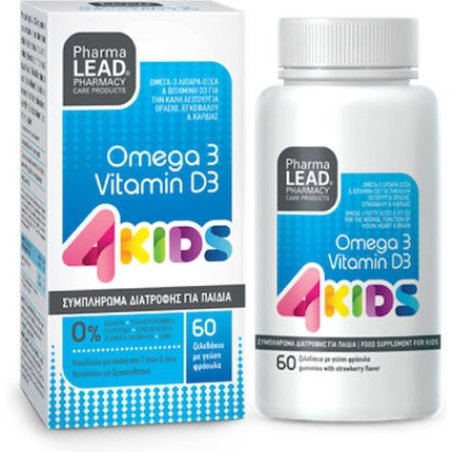 Pharmalead Omega 3 Vitamin D3 For Kids - Strawberry Flavor, 60 Gummies