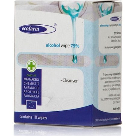 Ecofarm Alcoholic Wet Wipes - 75ml For Easy Disinfection, 10 Pieces