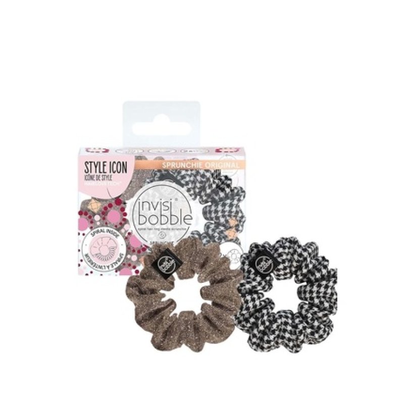 Invisibobble Duo Scrunchie Set Fabric Hair Tie Black White Pattern
