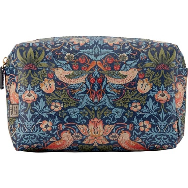 William Morris At Home Strawberry Thief Large Blue Wash Bag Toiletries Beauty Essentials Vegan Leather Print Perfect