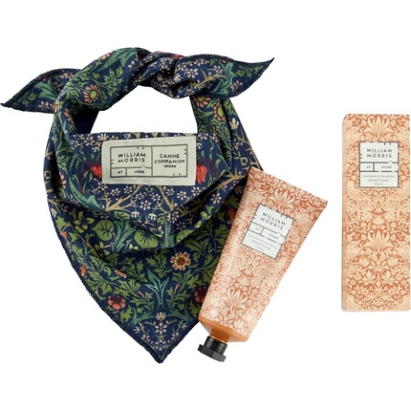 William Morris At Home Canine Companion Dog Bandana & Vegan Hand Cream Gift for Dog Lovers 75ml