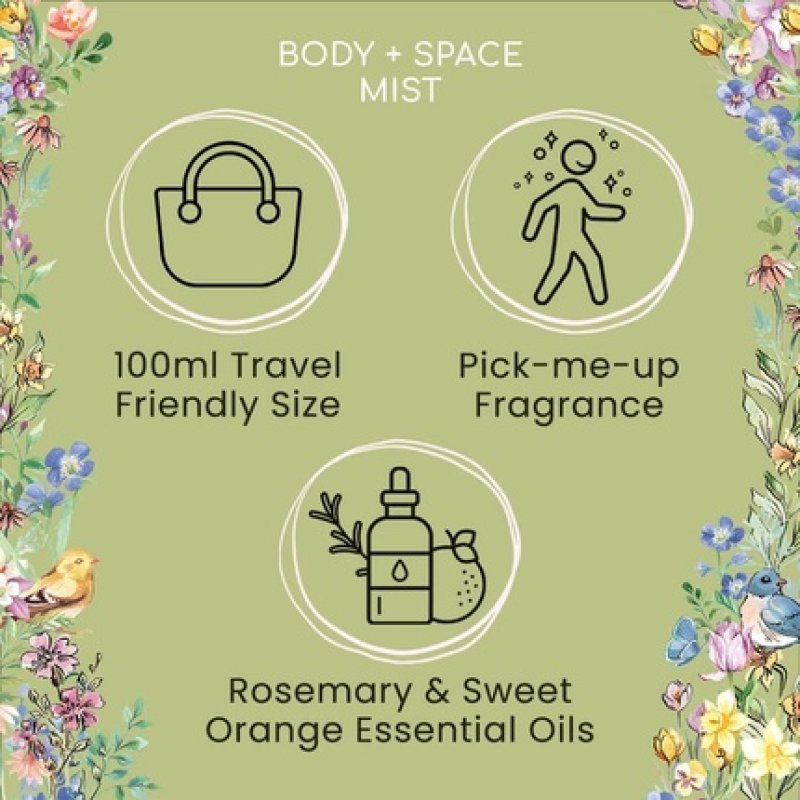 Heathcote & Ivory Flower of Focus Body & Space All Purpose Mist Infused With Essential Oils Cruelty Free & Vegan