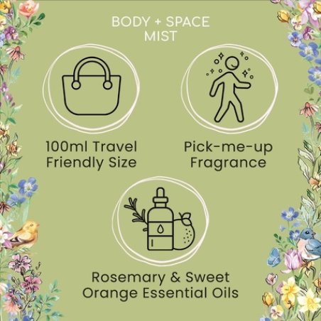 Heathcote & Ivory Flower of Focus Body & Space All Purpose Mist Infused With Essential Oils Cruelty Free & Vegan