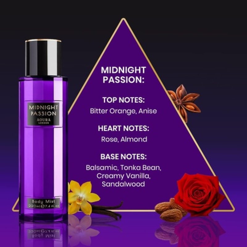 Aoura London Women's Midnight Passion Body Mist Fragrance Spray 220ml