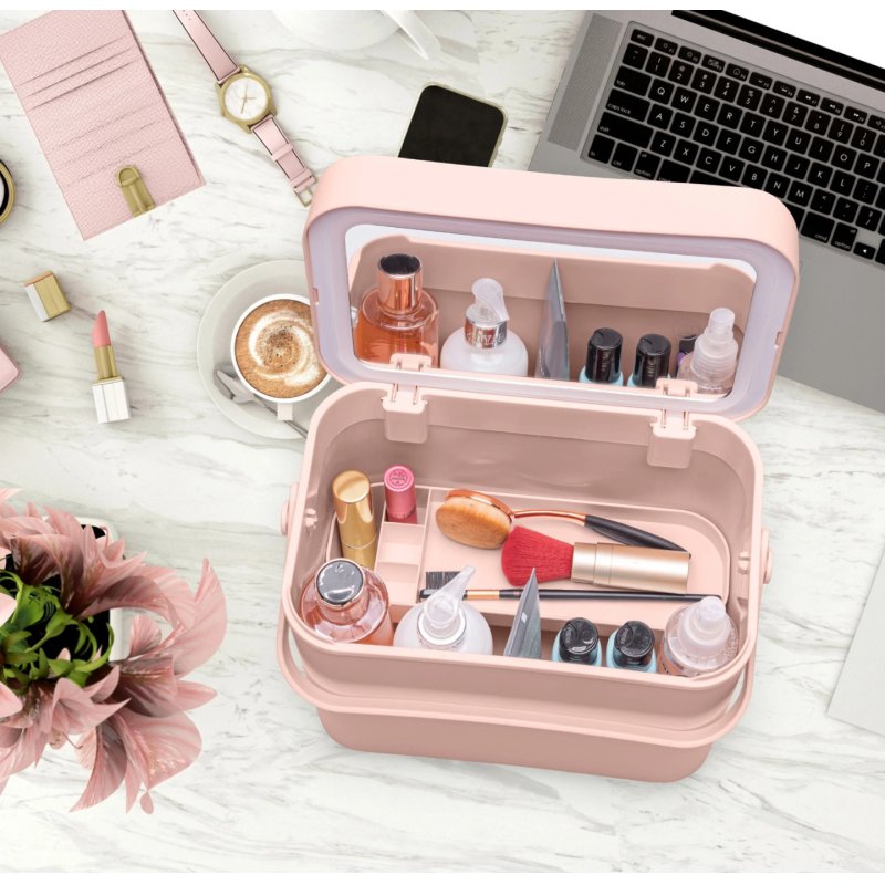Rio Lush Box Makeup Cosmetic Vanity Travel Case with Removable LED Light Mirror - Large