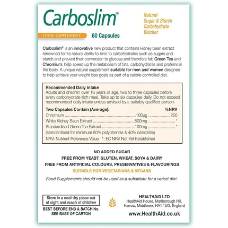 Healthaid Carboslim Phase 2 60 Capsules