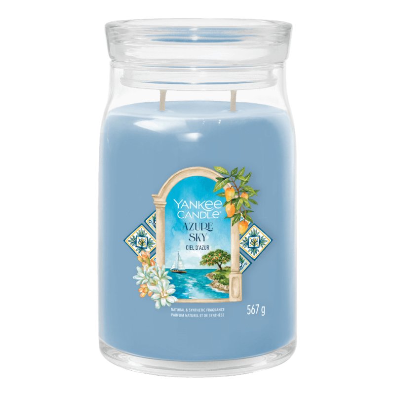 Yankee Candle Azure Sky bougie en cire Rond Bleu, Transparent 1 pièce(s)