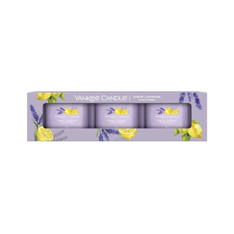 Yankee Candle Set Of Votive Candles In Glass Lemon Lavender - 3 X 37 Grams