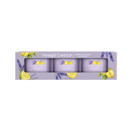Yankee Candle Set Of Votive Candles In Glass Lemon Lavender - 3 X 37 Grams