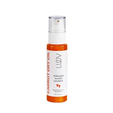 LUUV Carrot Dry Oil 100ml 3.38 fl oz with Organic Aloe Vera for Moisturizing the Whole Body Full of Vitamins Glowing