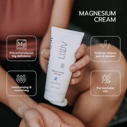 LUUV Magnesium Cream 200ml 6.76 Fl oz - Ecocert Cosmos Natural Certified - Reducing Magnesium Deficiency - Supports