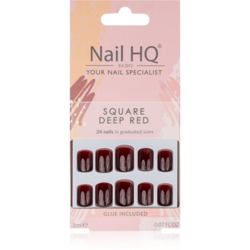 Nail HQ Square False Nails Deep Red 24 pcs