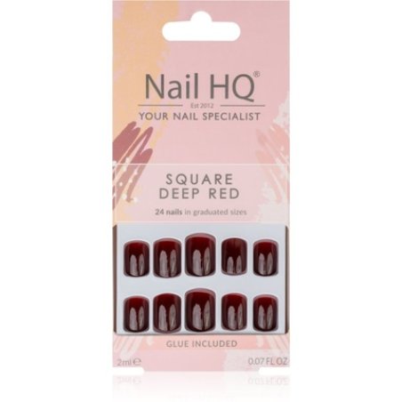 Nail HQ Square False Nails Deep Red 24 pcs