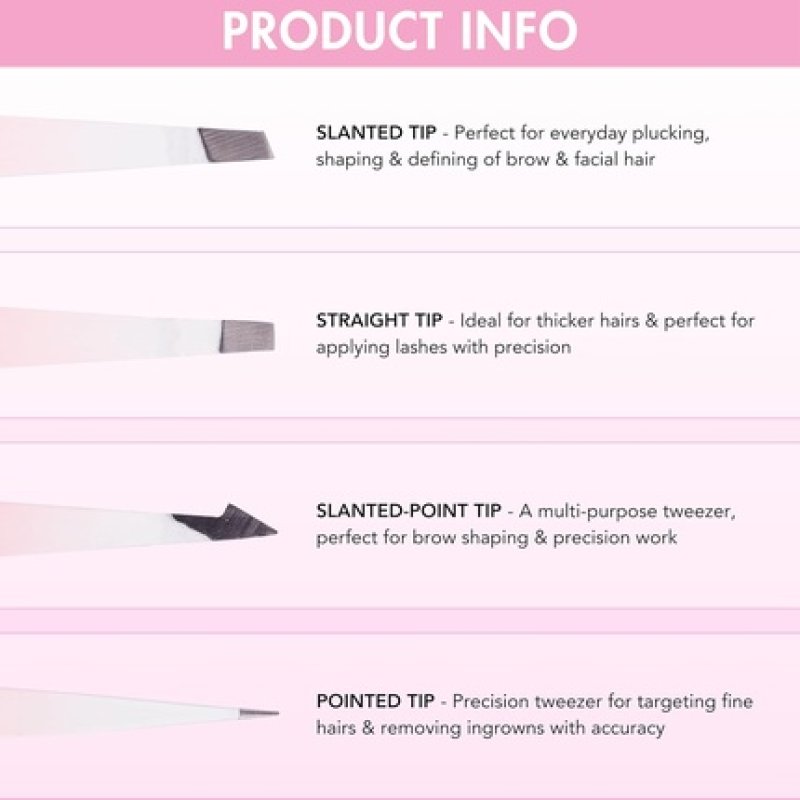 Brushworks HD 4 Piece Combination Tweezer Set - White