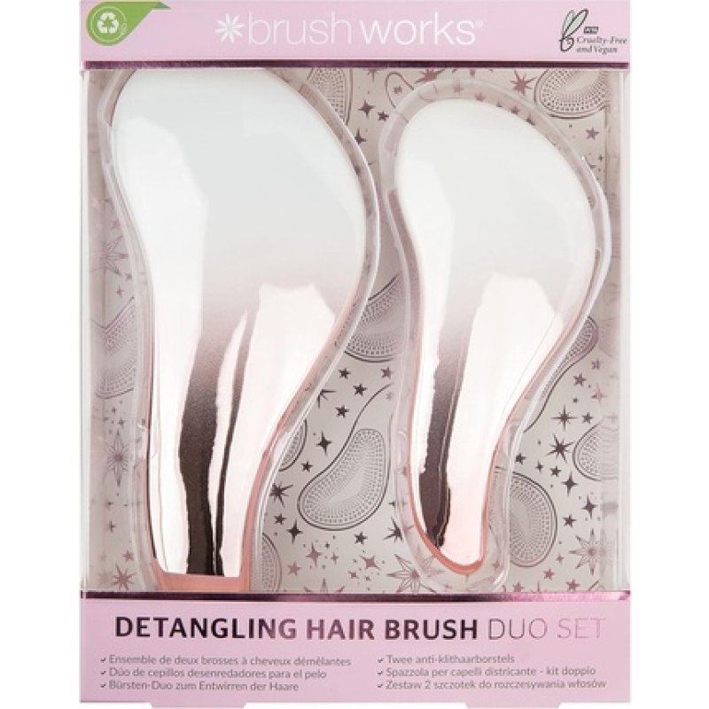 Brushworks Detangling Hair Brush Duo Set - One Size Pink