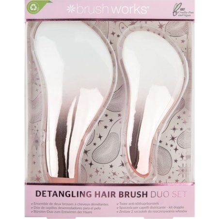 Brushworks Detangling Hair Brush Duo Set - One Size Pink