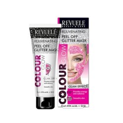Revuele Colour Glow Bio-Regulating Peel Off Glitter Mask Glam Effect 80ml with Fruit AHA Acids and Q10 Pink