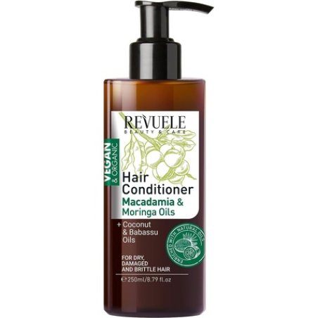 Revuele Hair Conditioner 250ml Vegan and Organic Moisturizing Smoothing Treatment with Macadamia, Moringa, Coconut and