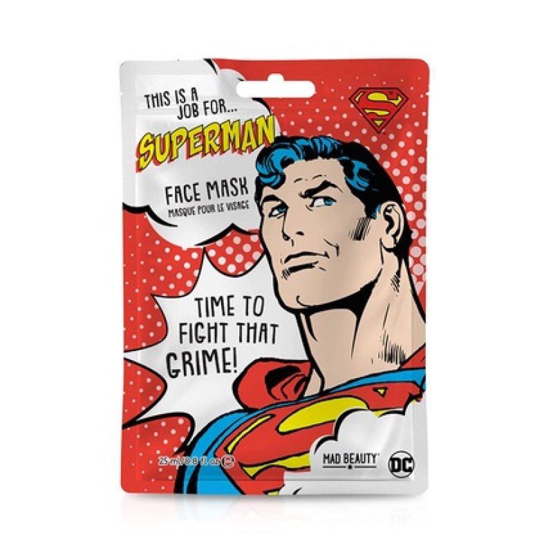 MAD Beauty DC Superheroes Superman Face Mask Moisturizing and Refreshing Sheet Mask for Nourished Skin and a Beautiful
