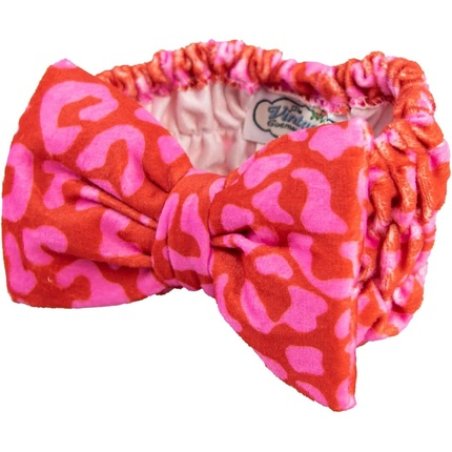The Vintage Cosmetic Company Poppy Makeup Headband Pink and Red Leopard Print Design