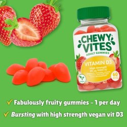 Chewy Vites Adults High Strength Vitamin D3 60 Gummy Vitamins 25mcg 100 IU