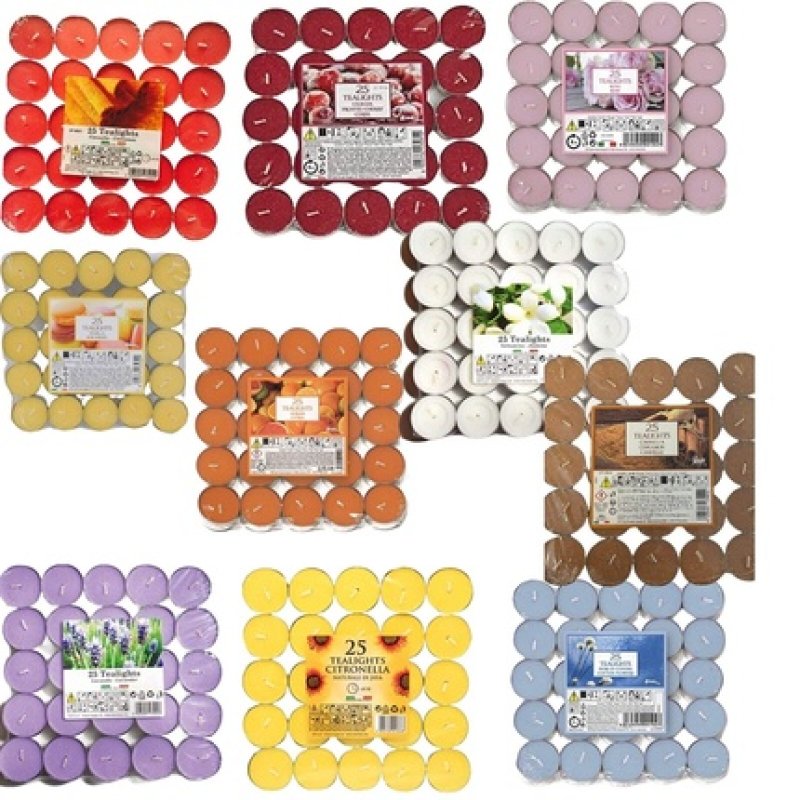 Prices Scented Tealights Quality Candles Tea Night Lights 4 Hour Burn - Pack of 25