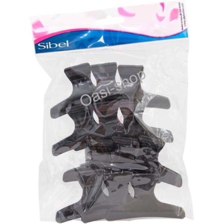 Sibel Black Hair Separator Clips 80mm - Pack of 12