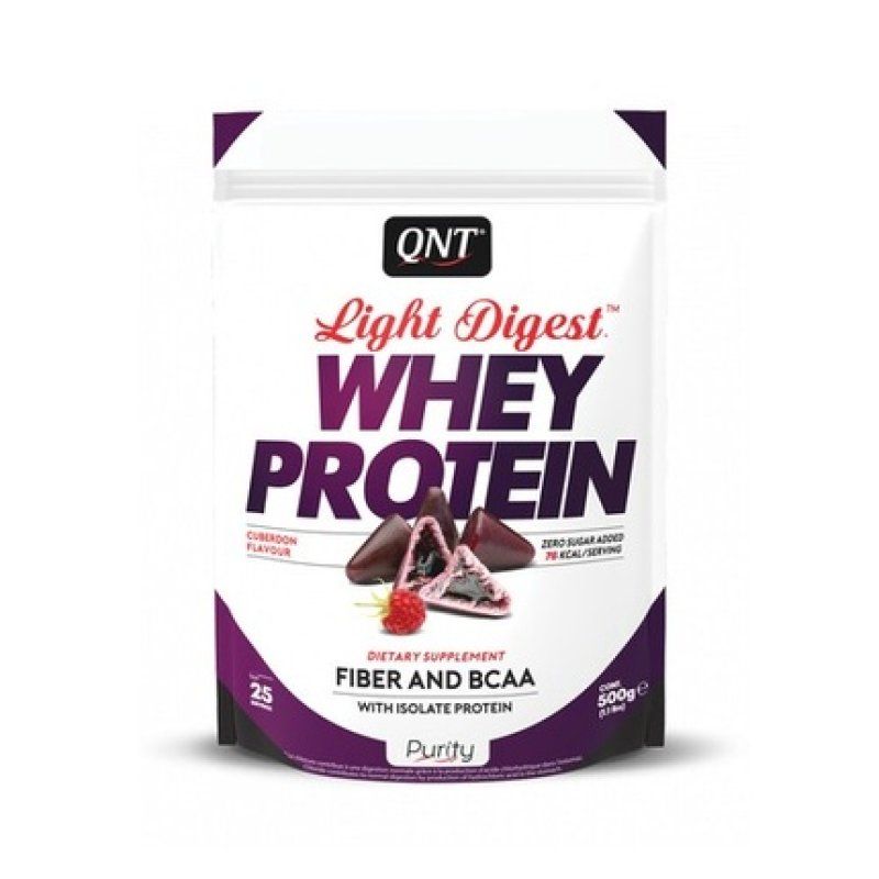 Qnt Light Digest Whey Protein 500g with Isolate Protein, Added Fiber & BCAA