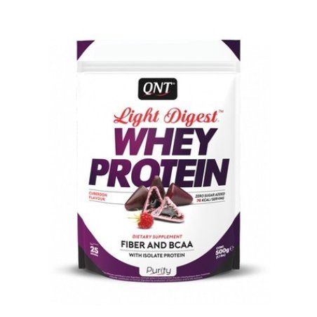 Qnt Light Digest Whey Protein 500g with Isolate Protein, Added Fiber & BCAA