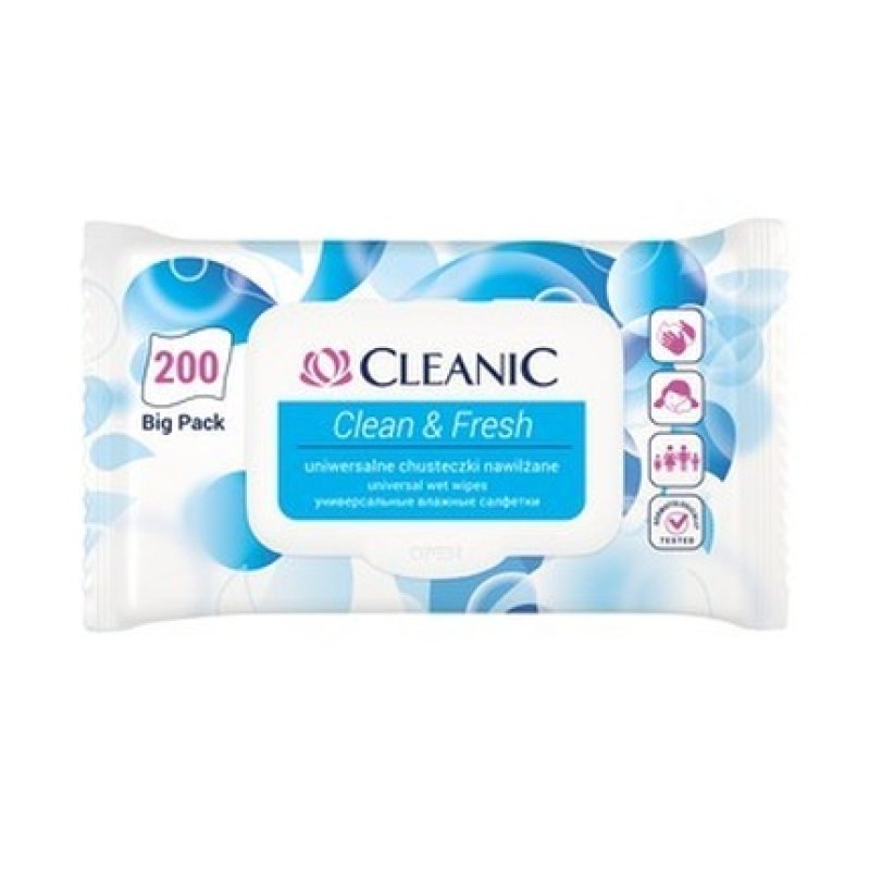 Cleanic Clean & Fresh Multi-Purpose Wet Wipes 200 Pcs