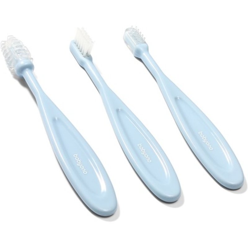 BabyOno Toothbrush Blue 3 pcs